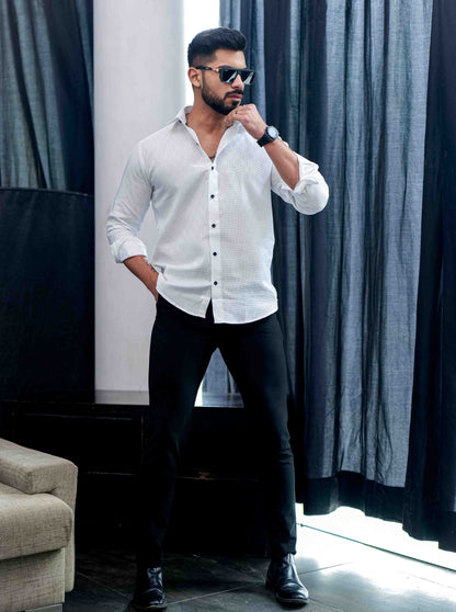 White Texture Premium Cotton Shirt