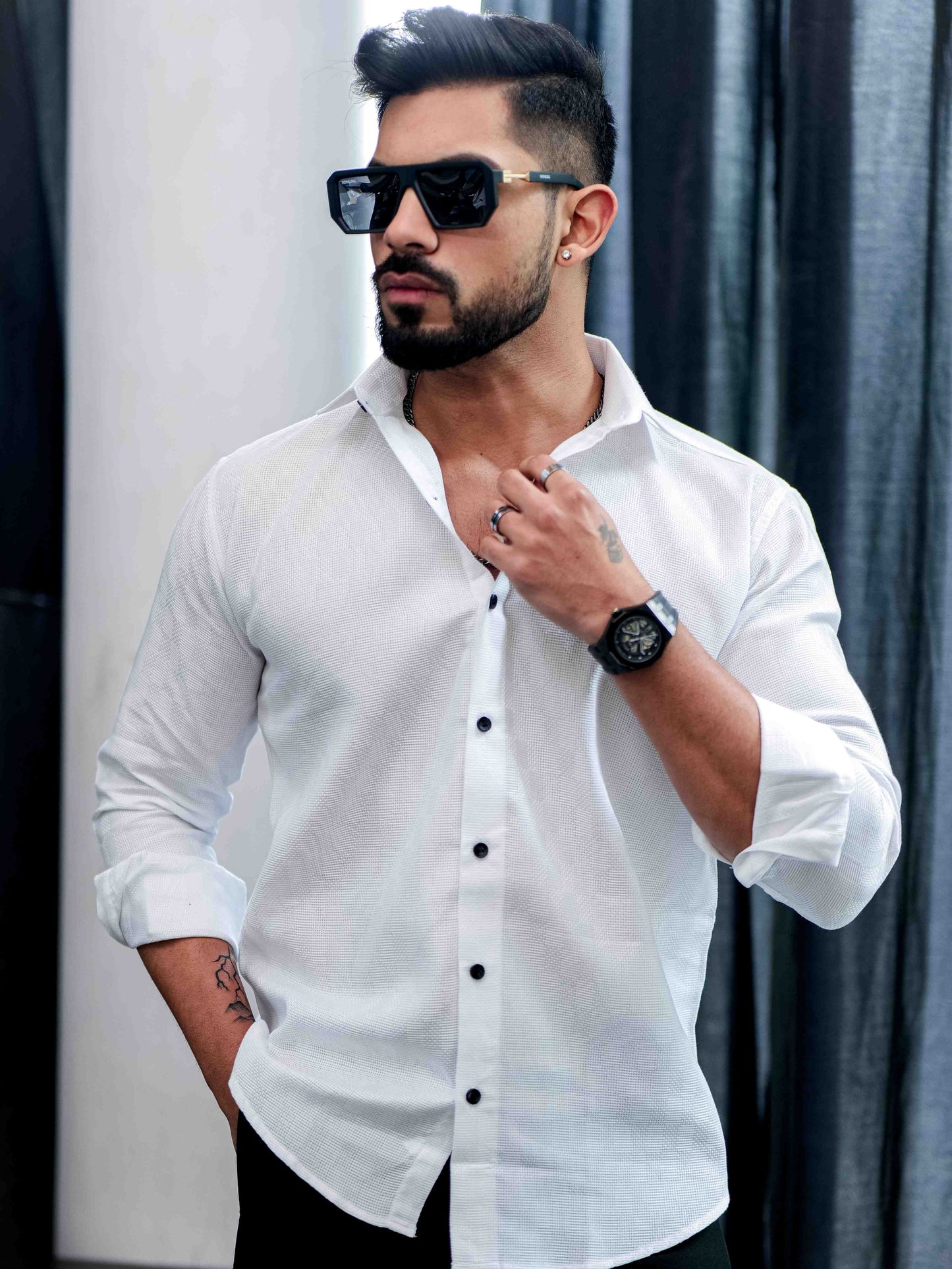 White Texture Premium Cotton Shirt