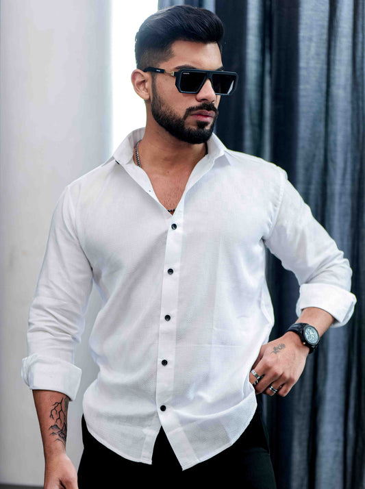 White Texture Premium Cotton Shirt