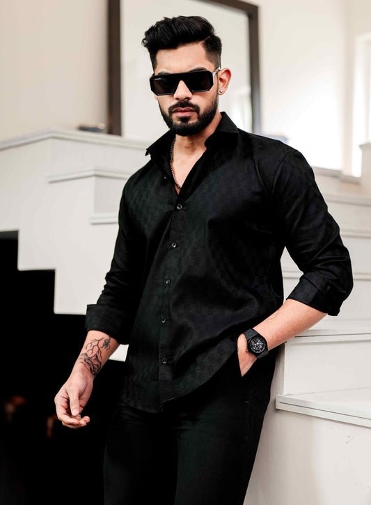 Black Texture Premium Cotton Shirt