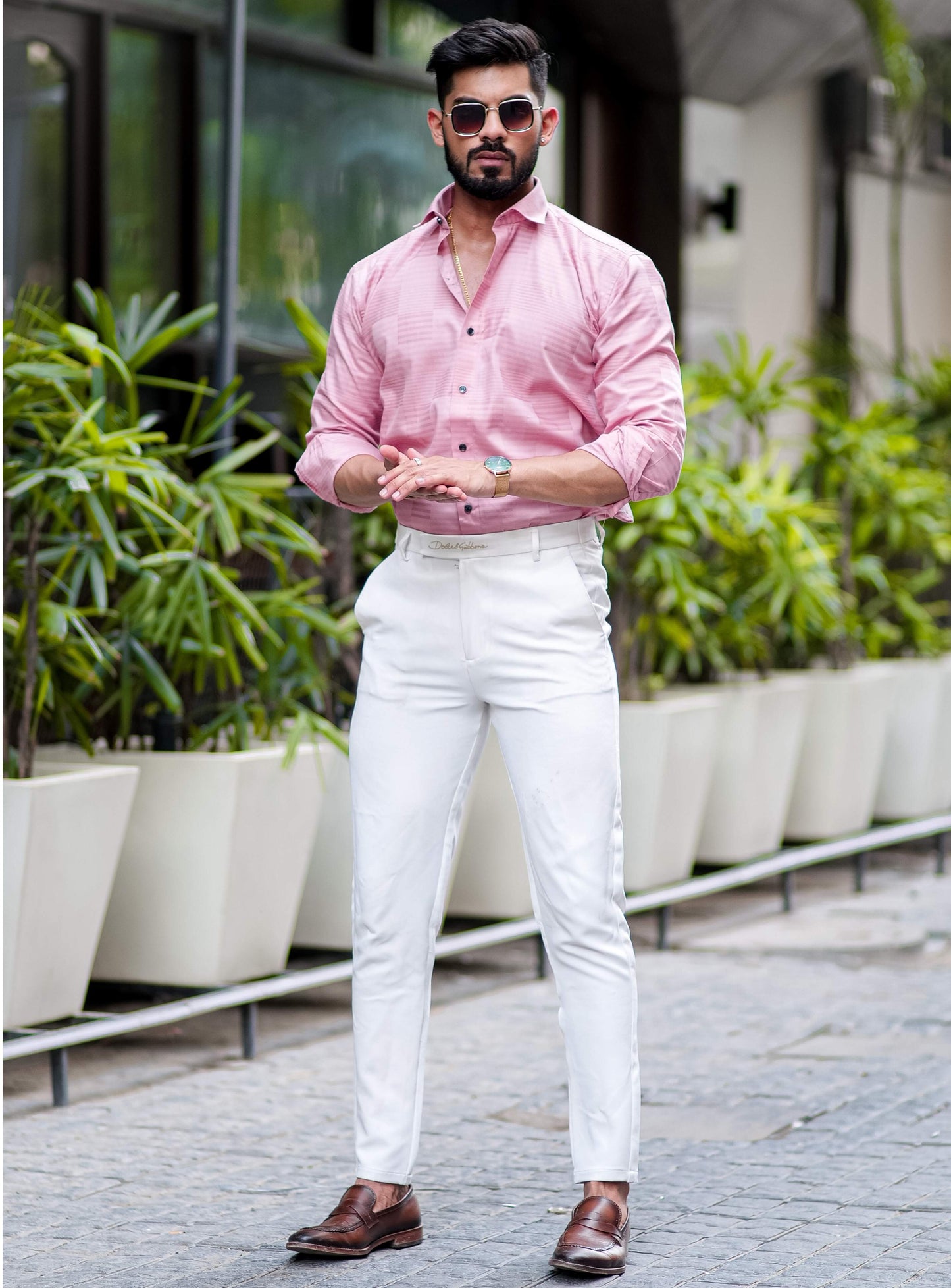 Pink Texture Premium Cotton Shirt