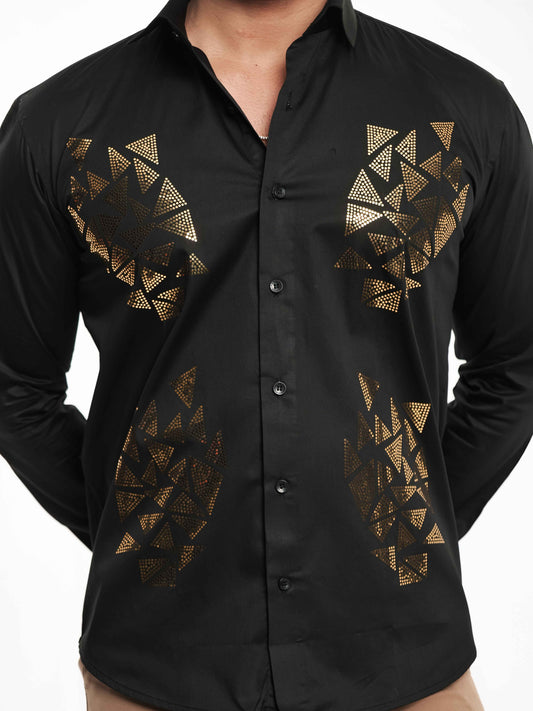 BLACK SEQUENCE DESIGNER SHIRT FOR MEN'S
