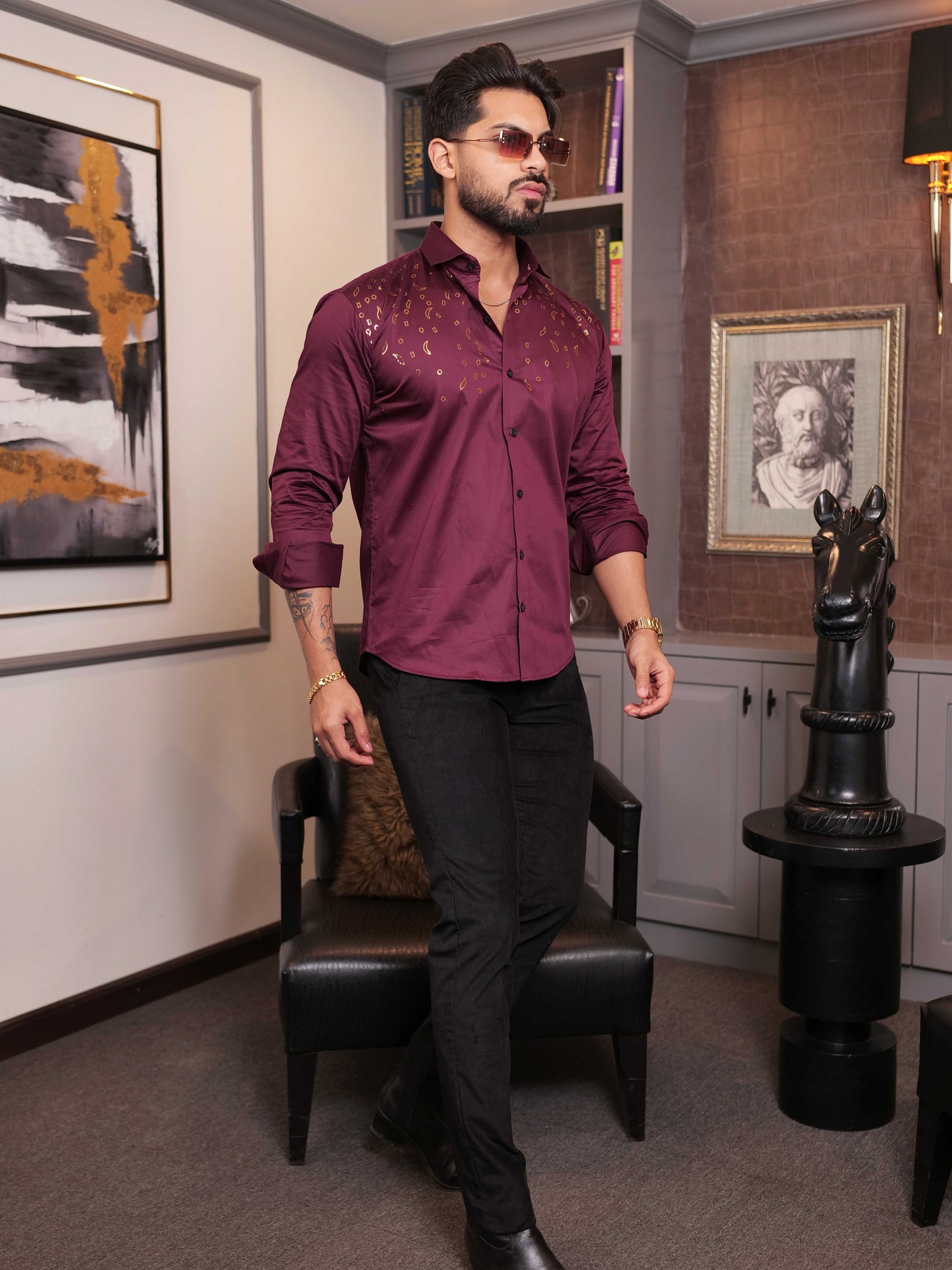 WINE SEQUENCE DESIGNER SHIRT FOR MEN'S