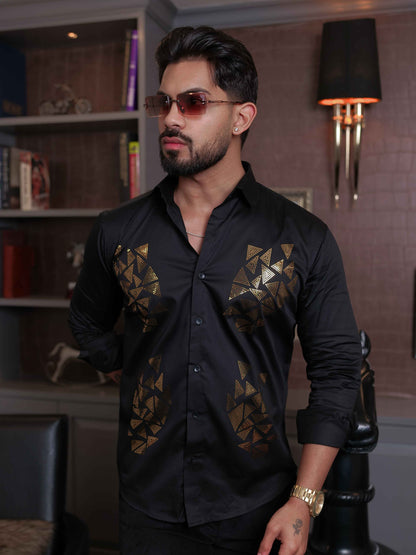 BLACK SEQUENCE DESIGNER SHIRT FOR MEN'S