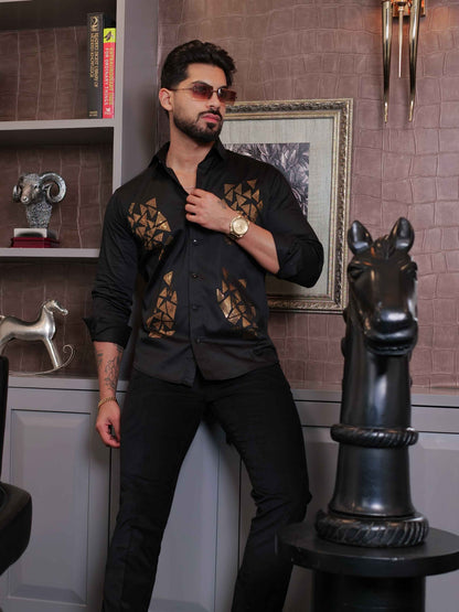 BLACK SEQUENCE DESIGNER SHIRT FOR MEN'S