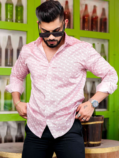 Pink Satin Print Premium Shirt