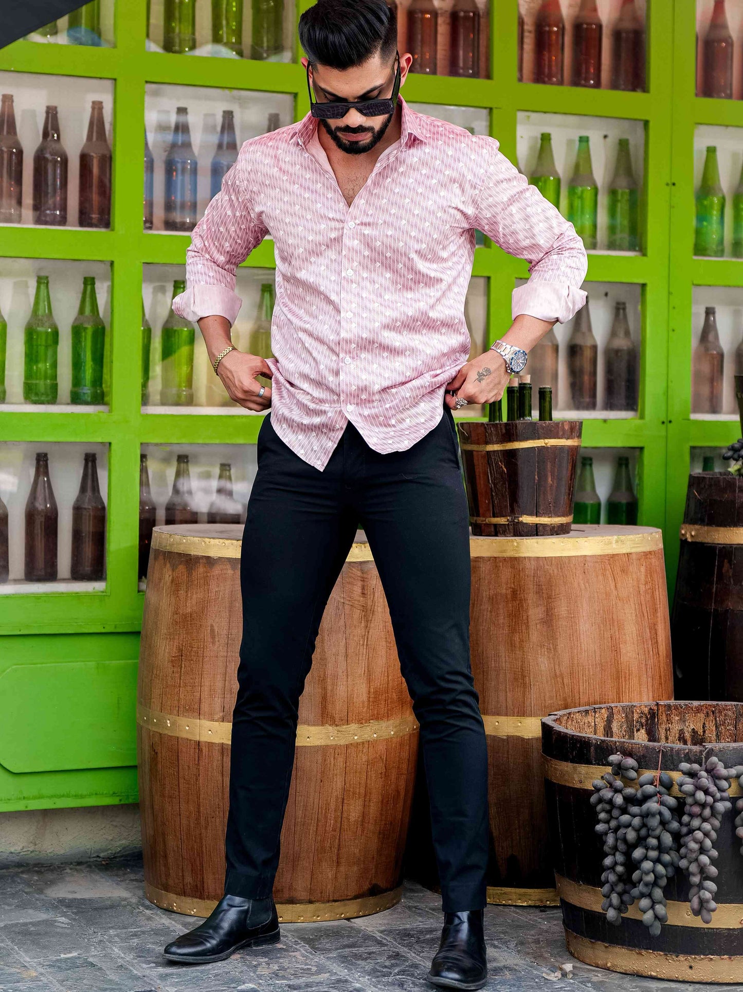 Pink Satin Print Premium Shirt