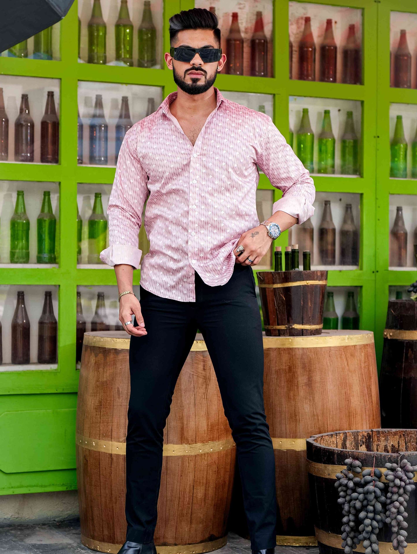 Pink Satin Print Premium Shirt