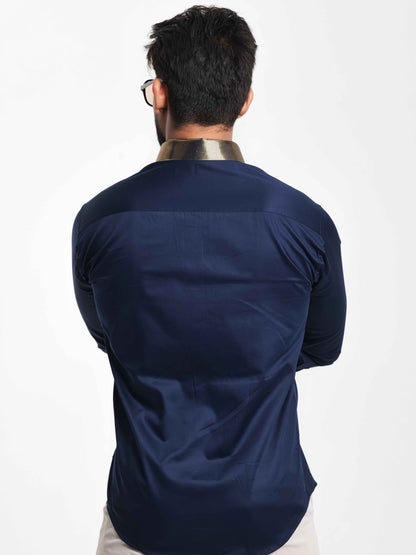 NAVY COLLAR SEQUENCE DESIGNER SHIRT FOR MEN'S