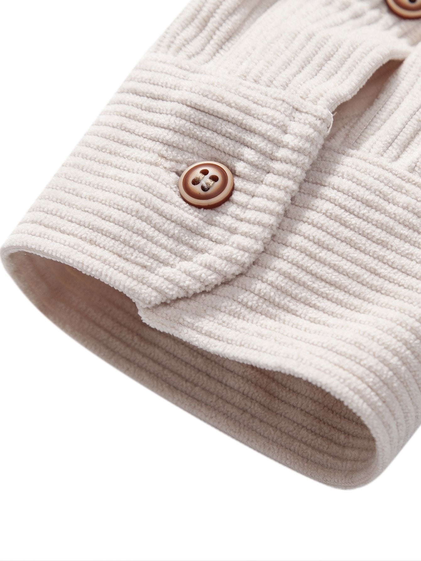 Long Sleeve Polo Neck Corduroy Shirt