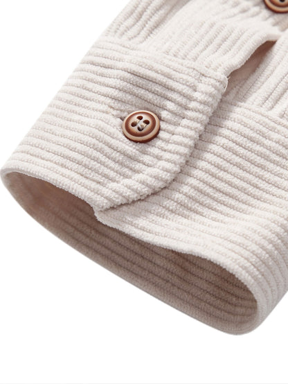 Long Sleeve Polo Neck Corduroy Shirt