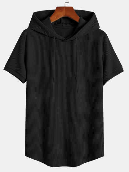 Muscle Fit Ribbed Hooded T-Shirt
