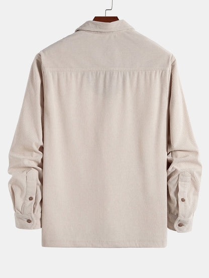 Long Sleeve Polo Neck Corduroy Shirt
