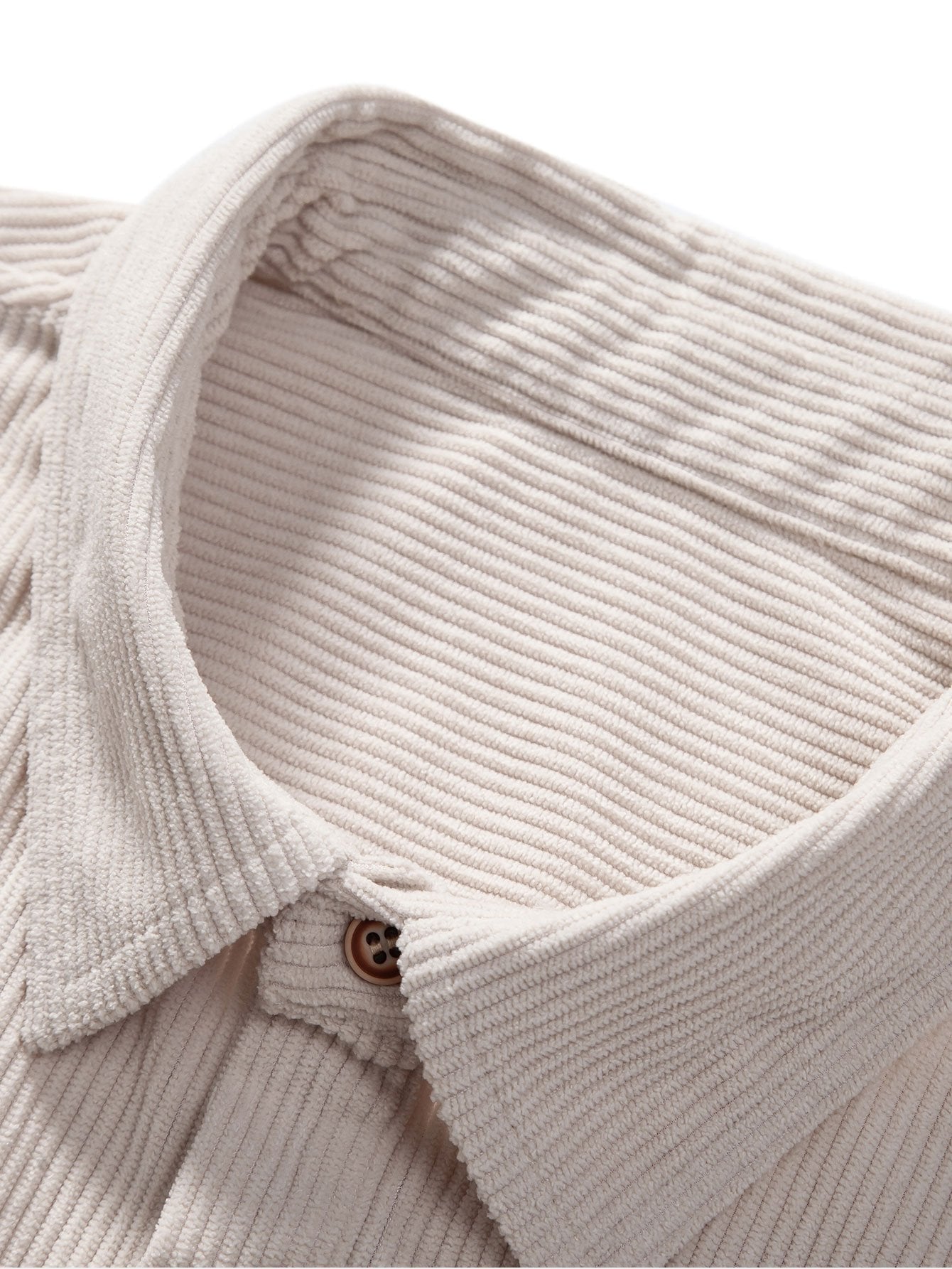 Long Sleeve Polo Neck Corduroy Shirt
