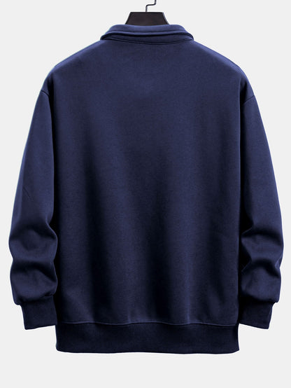 Relax Fit Polo Collar Sweatshirt