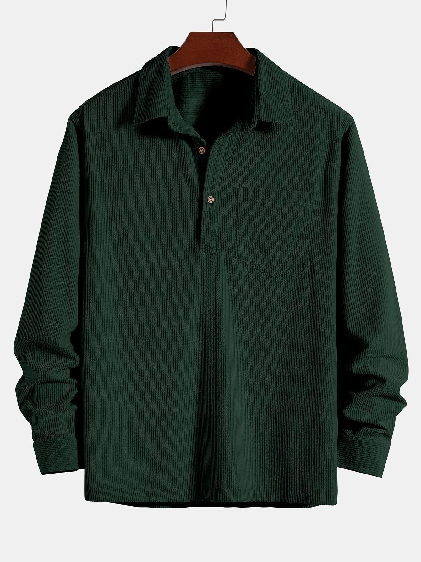 Long Sleeve Polo Neck Corduroy Shirt