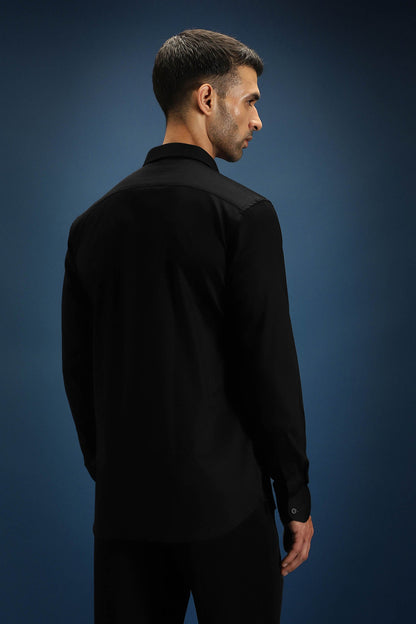 Vish(Snake) - Hand Embroidered Designer Shirt - Black