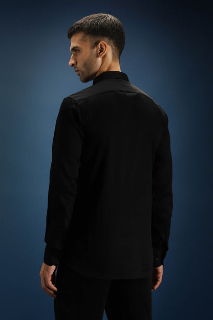 Fly(Wings) Hand Embroidered Designer Shirt - Black