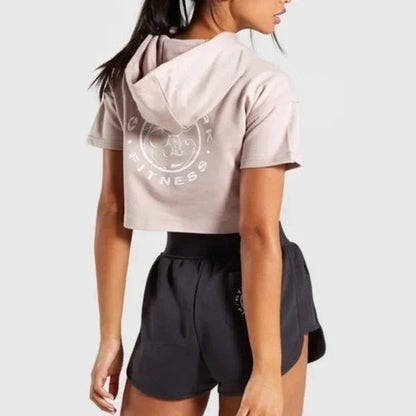 Back print short sleeve summer hoodie