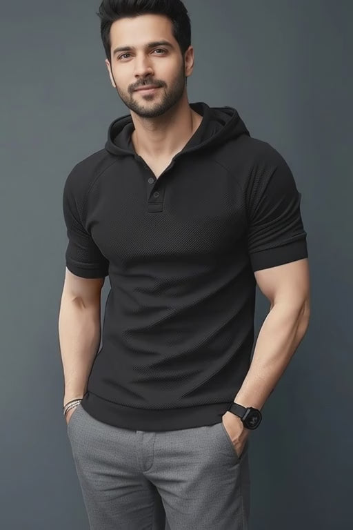 Premium Black Hoodie T-shirt for Men