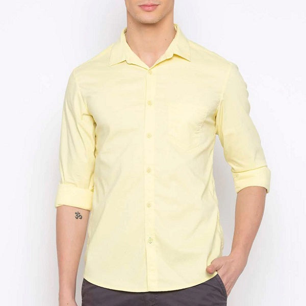 Lemon Plain Cotton Solid Shirt