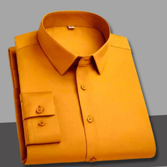 Mustard Plain Cotton Solid Shirt